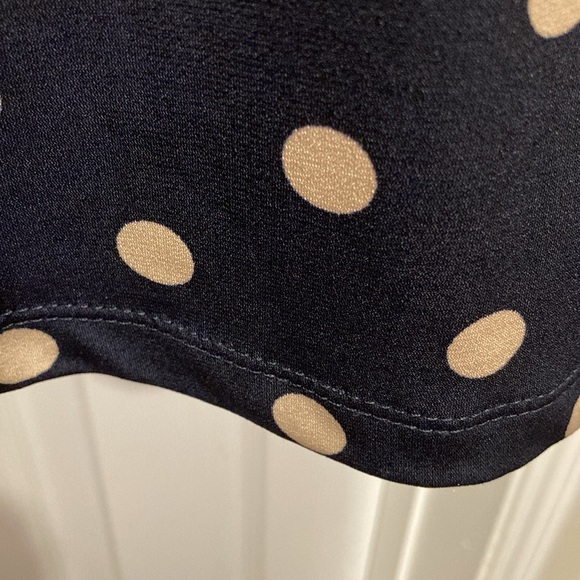 NWOT - Connected Apparel Navy & Cream Polka Dot Faux Wrap Dress - Size 12 - Picture 8 of 15